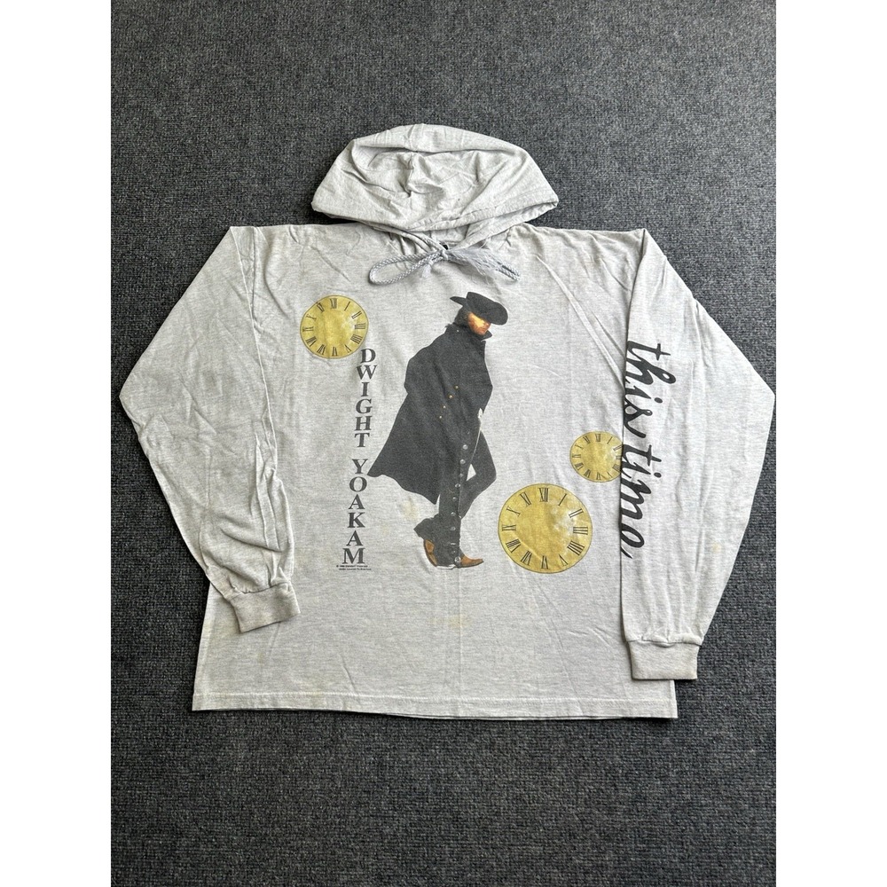 Men's 1993 Dwight Yoakam This Time Brockum USA Hooded Shirt, Size XL